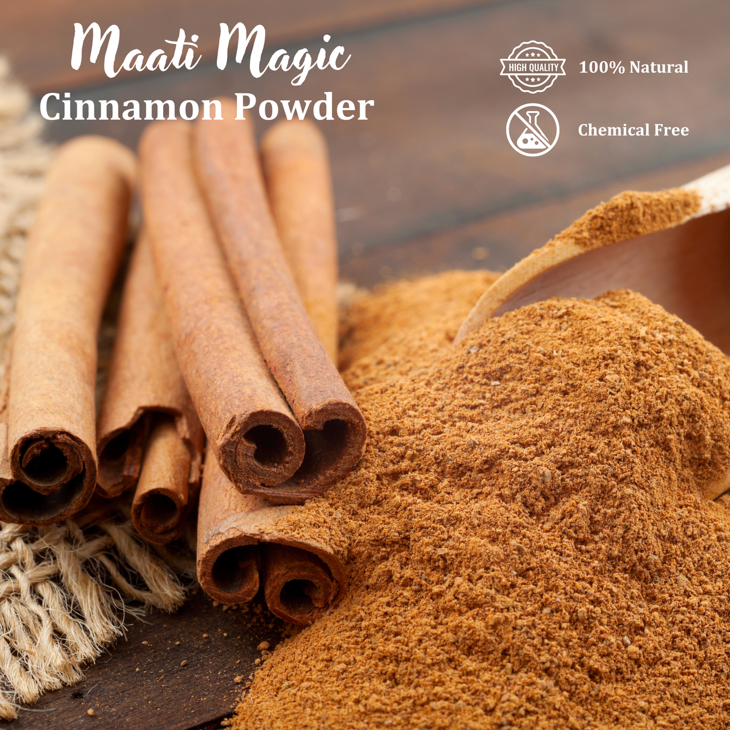 Cinnamon powder with labels