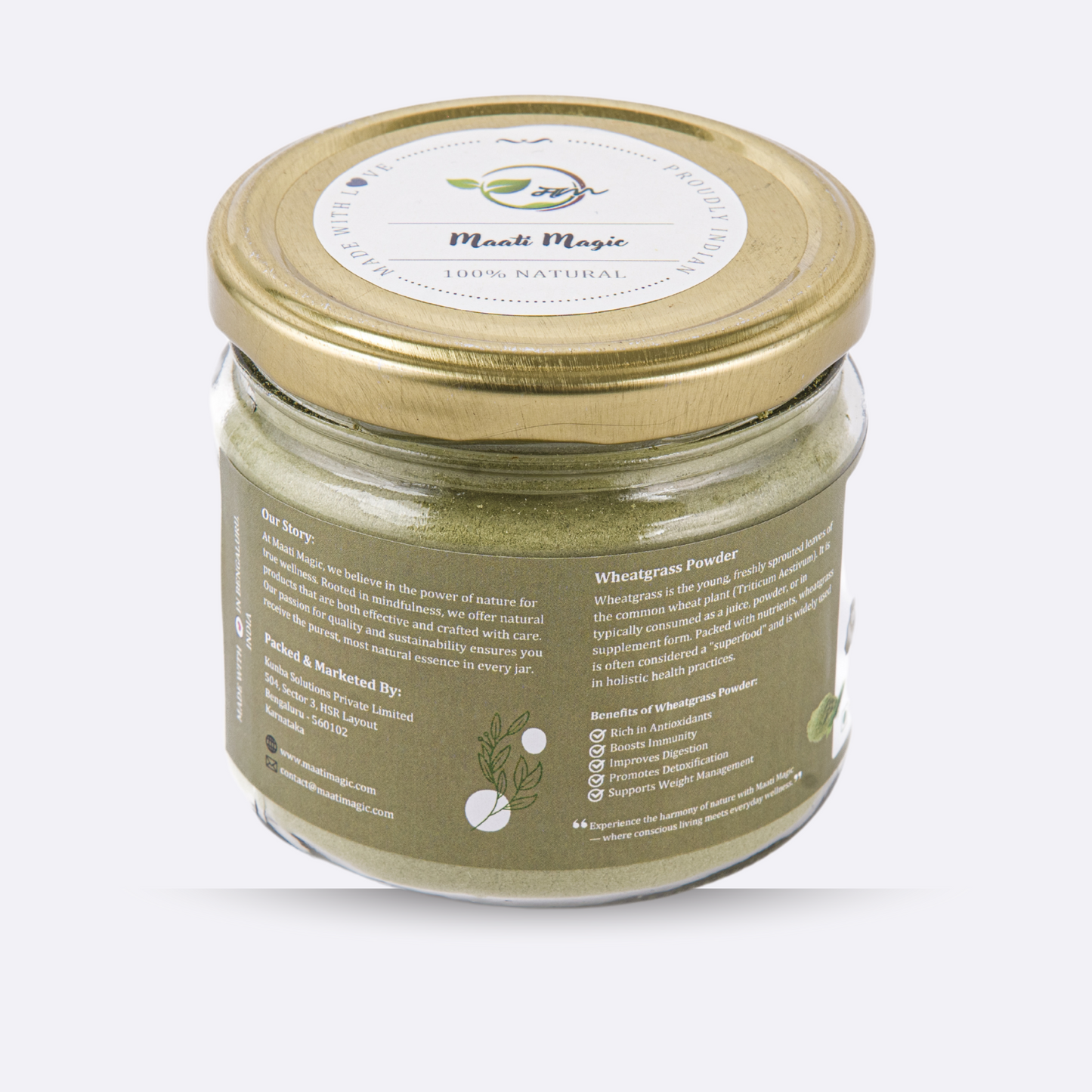 Wheatgrass powder jar