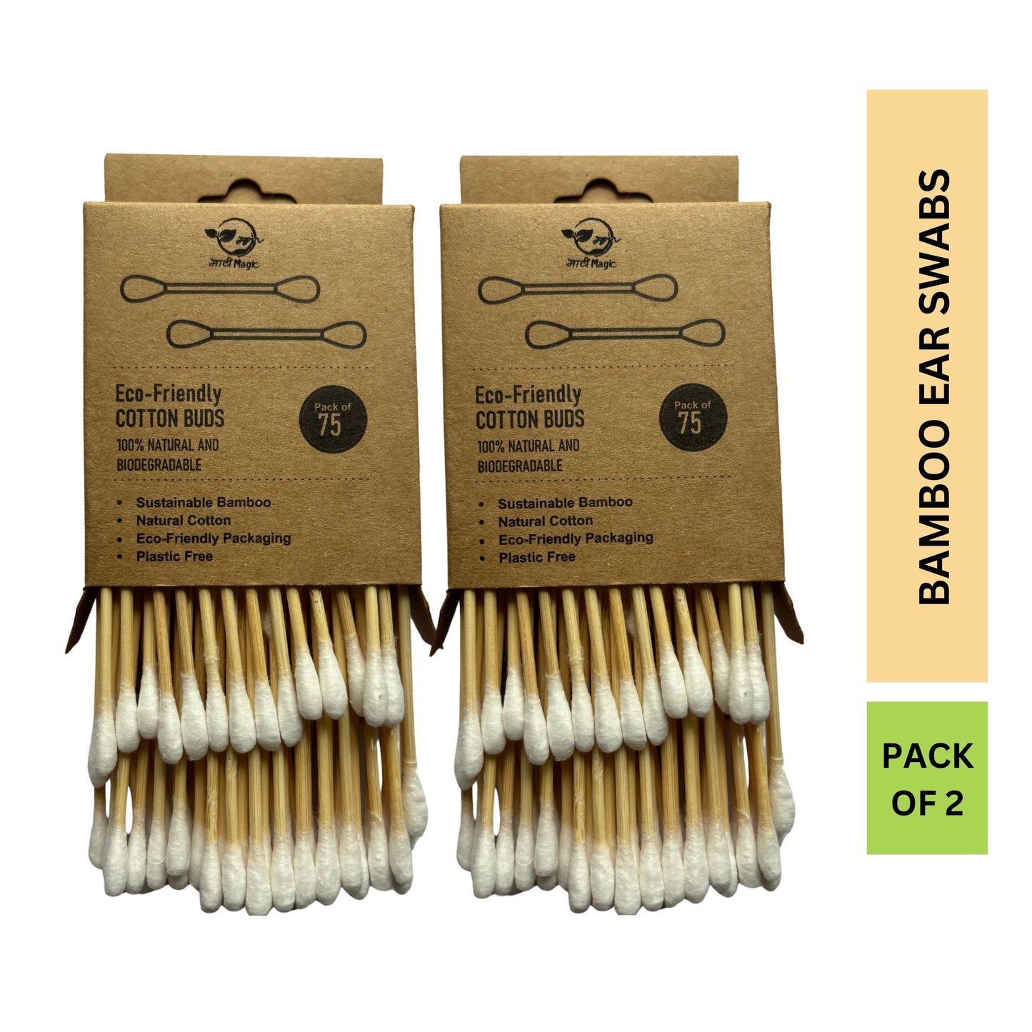 Bamboo Ear Buds/ Ear Swabs - Pack of 75 Stems