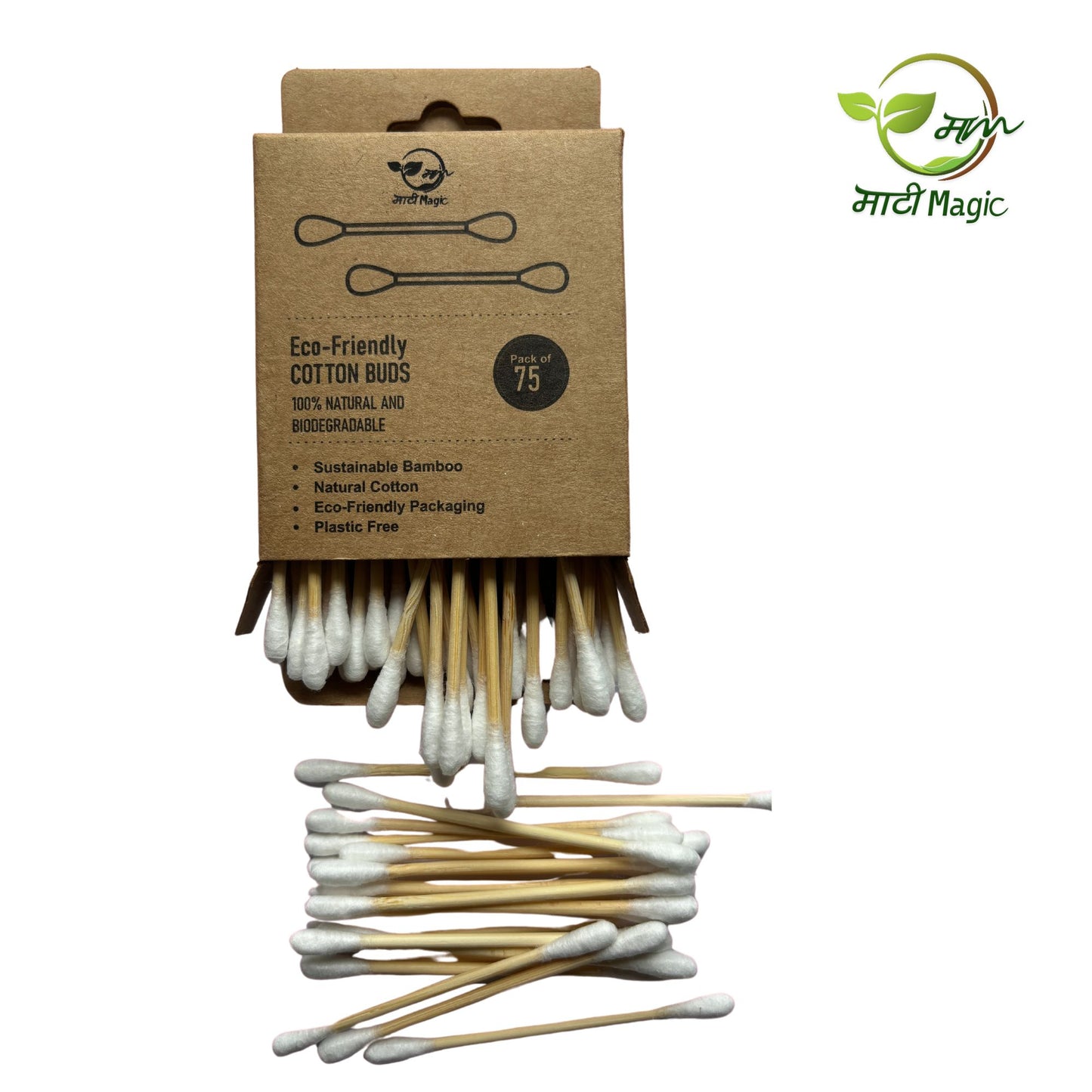 Bamboo Ear Buds/ Ear Swabs - Pack of 75 Stems